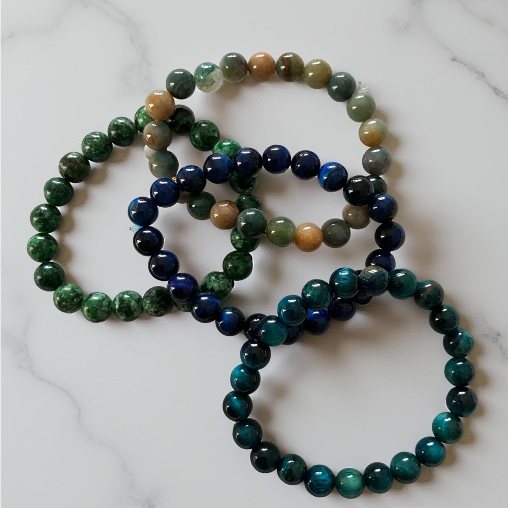 Set 4 Beaded Bracelets Stackable Stretch Earth To… - image 4